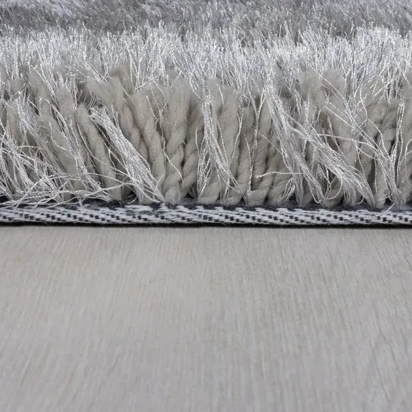 Square Shaggy Rug - Silver, Polyester