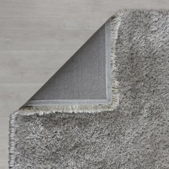 Square Shaggy Rug - Silver, Polyester