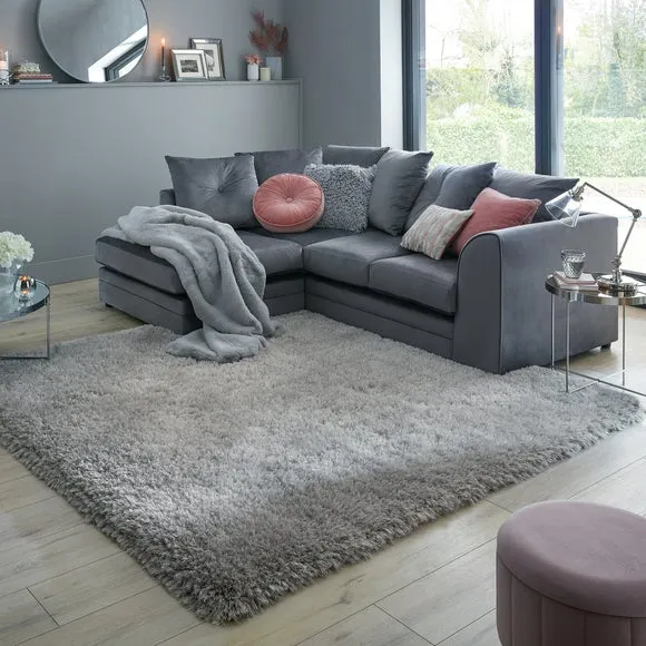 Square Shaggy Rug - Silver, Polyester