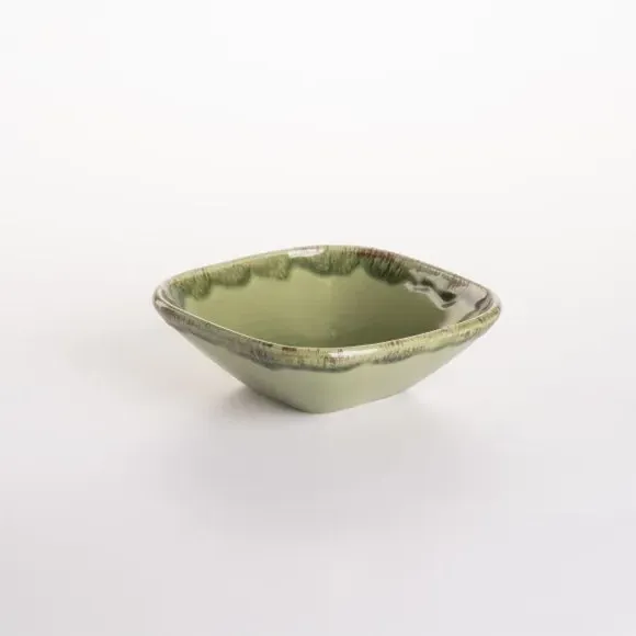 Square Stoneware Bowl - Green, Stoneware