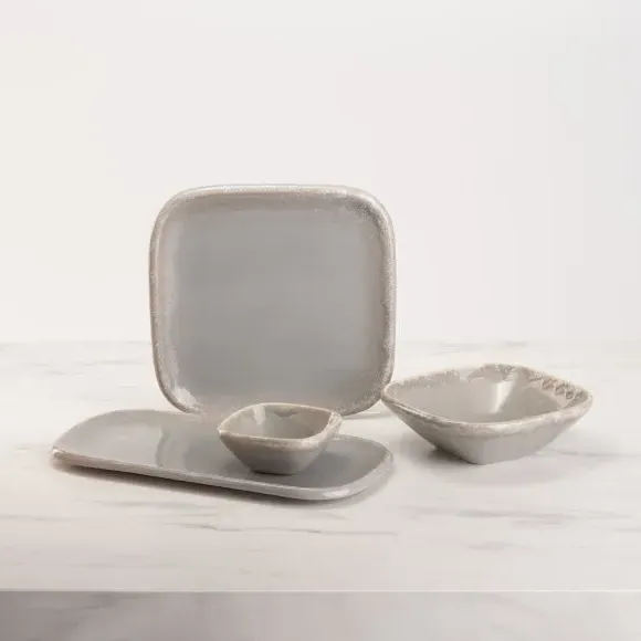 Square Stoneware Bowl - Grey, Stoneware