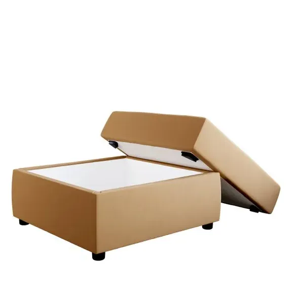 Square Storage Footstool - Caramel, Velvet