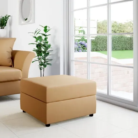 Square Storage Footstool - Caramel, Velvet image