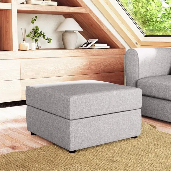 Square Storage Footstool - Grey, Fabric
