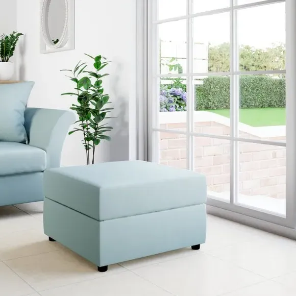 Square Storage Footstool - Mineral, Velvet