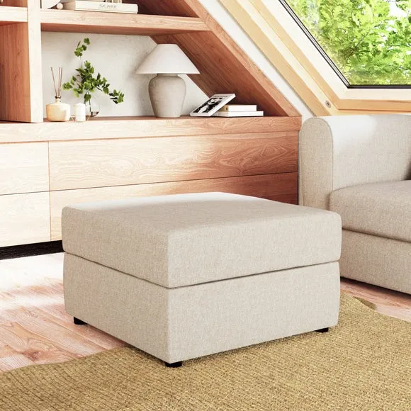 Square Storage Footstool - Natural, Fabric