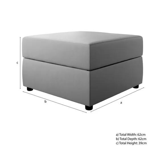 Square Storage Footstool - Navy, Woven Fabric