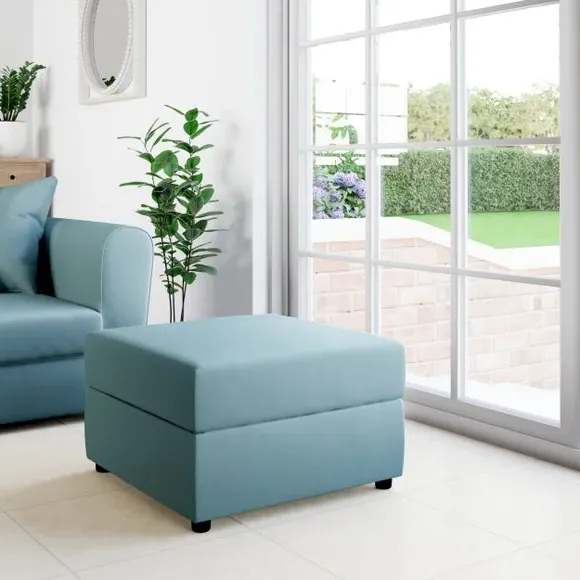 Square Storage Footstool - Teal, Velvet