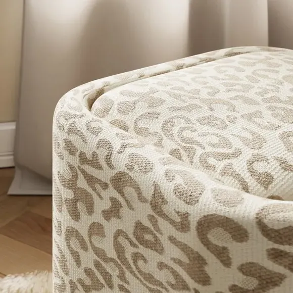 Square Storage Footstool with Tray - Leopard Print