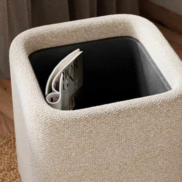 Square Storage Footstool with Tray - Natural, Boucle