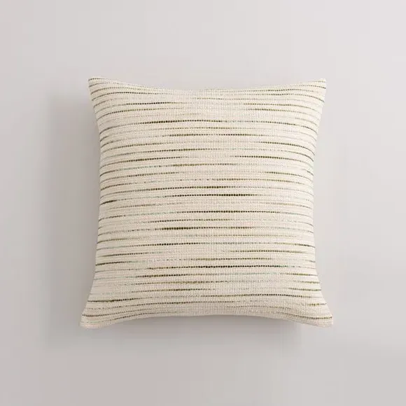 Square Striped Cushion - Sage, Cotton Blend