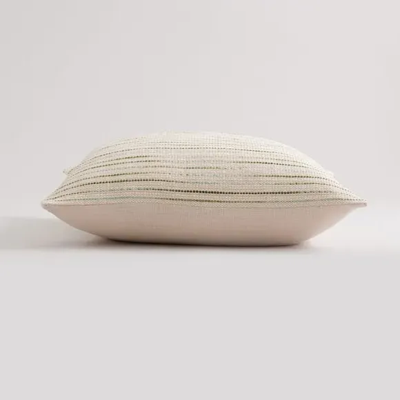 Square Striped Cushion - Sage, Cotton Blend