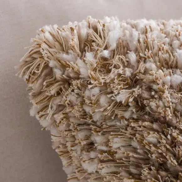 Square Textured Cushion - Biscuit, Cotton