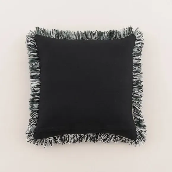 Square Textured Cushion - Black, Cotton