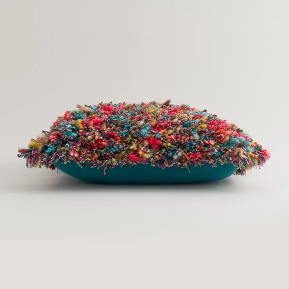 Square Textured Cushion - Multicolor, Cotton
