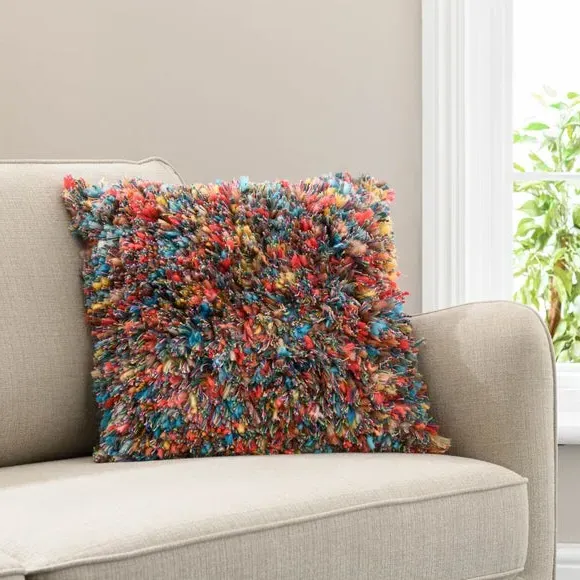 Square Textured Cushion - Multicolor, Cotton