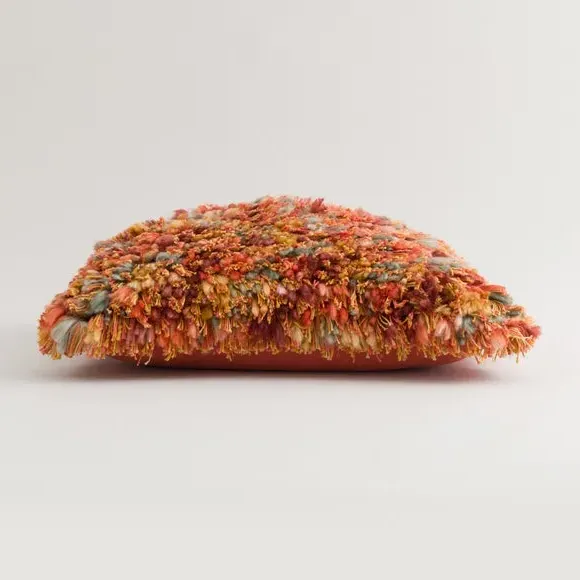 Square Textured Cushion - Orange, Cotton