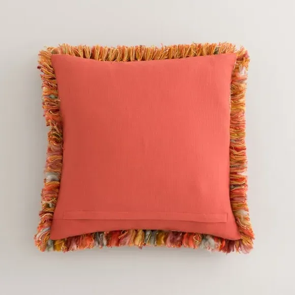 Square Textured Cushion - Orange, Cotton