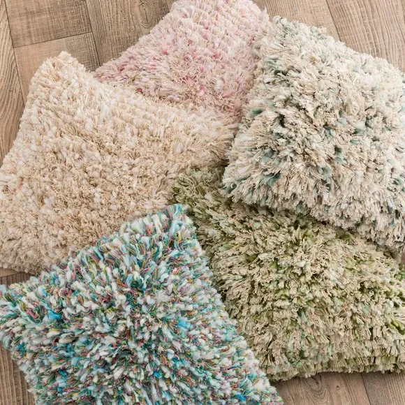 Square Textured Cushion - Pastel, Cotton