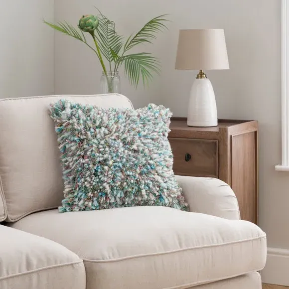 Square Textured Cushion - Pastel, Cotton