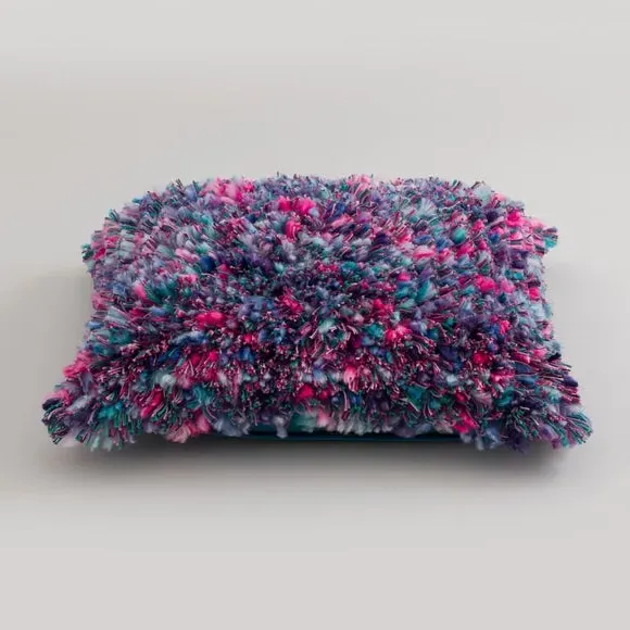 Square Textured Cushion - Purple, Cotton