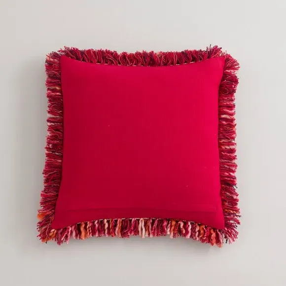 Square Textured Cushion - Red, Cotton