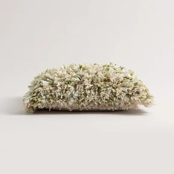 Square Textured Cushion - Sage, Cotton