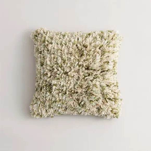 Square Textured Cushion - Sage, Cotton