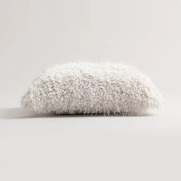 Square Textured Cushion - White, Polyester