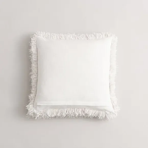 Square Textured Cushion - White, Polyester