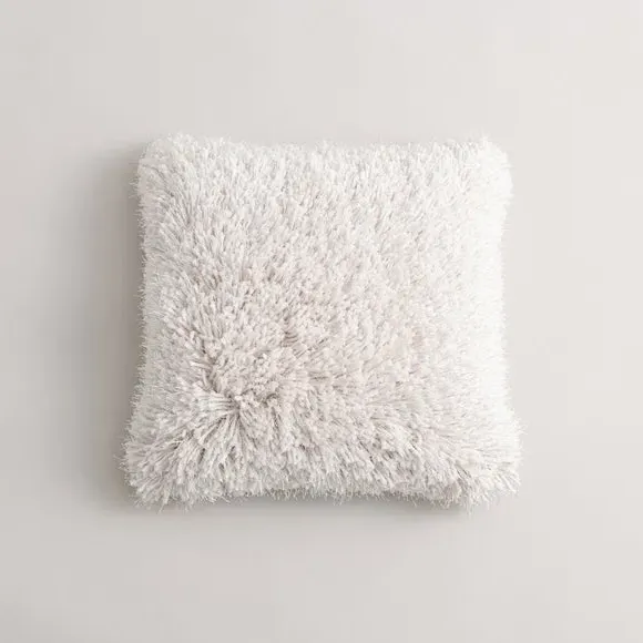 Square Textured Cushion - White, Polyester