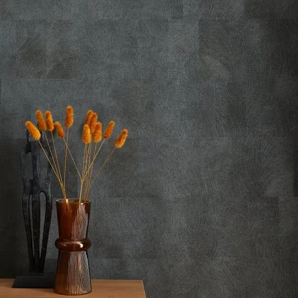 Square Textured Wallpaper - Black, Vinyl