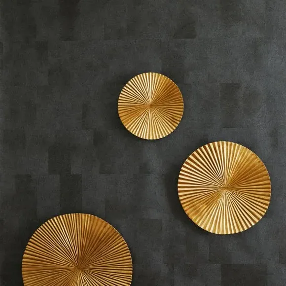 Square Textured Wallpaper - Black, Vinyl