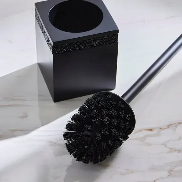 Square Toilet Brush with Sparkle Trim - Black