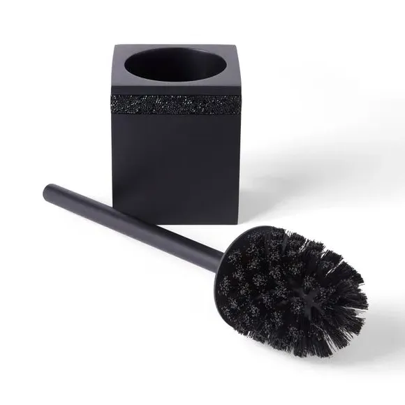 Square Toilet Brush with Sparkle Trim - Black