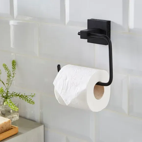 Square Toilet Roll Holder - Black, Metal image