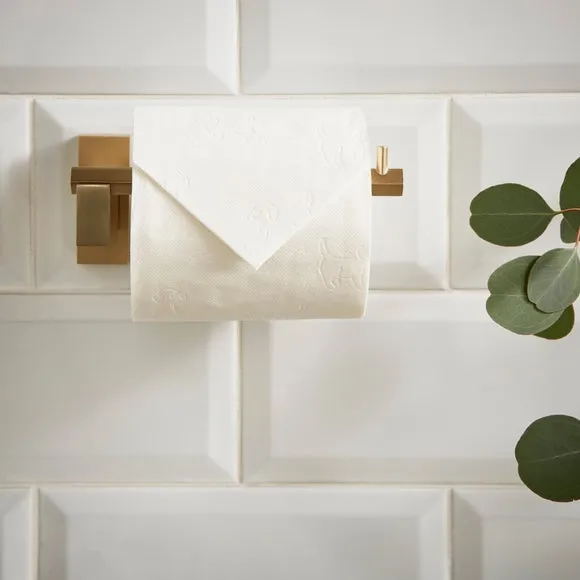 Square Toilet Roll Holder - Brushed Bronze