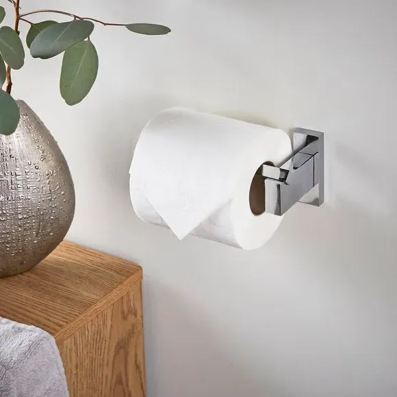Square Toilet Roll Holder - Chrome
