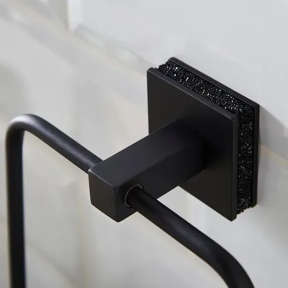 Square Towel Ring with Sparkle Finish - Black
