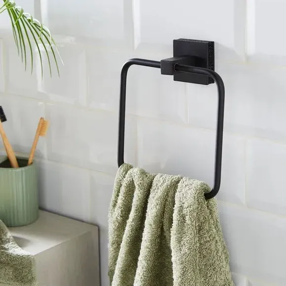 Square Towel Ring with Sparkle Finish - Black image