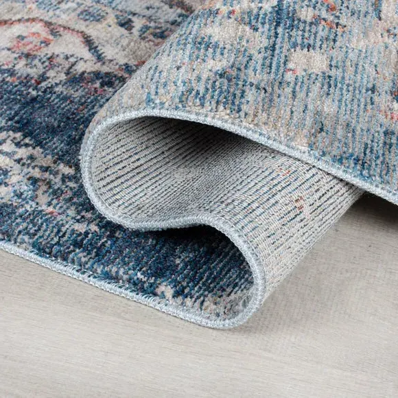 Square Traditional Rug - Blue, Polyester