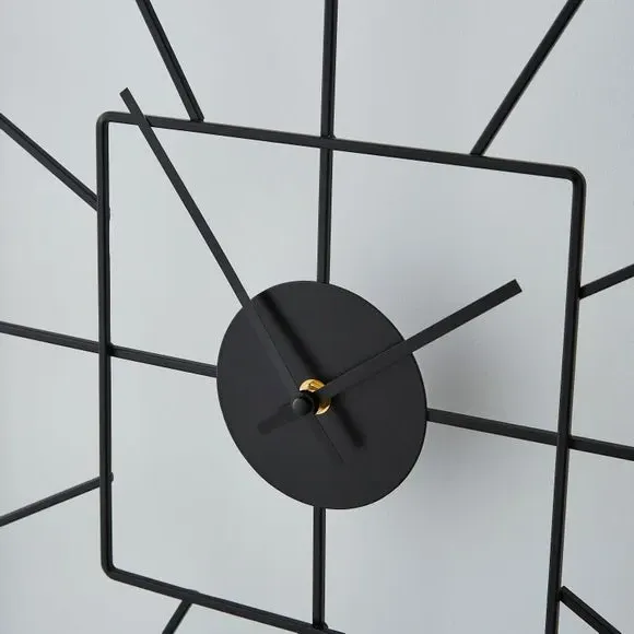 Square Wall Clock Indoor Outdoor - Black