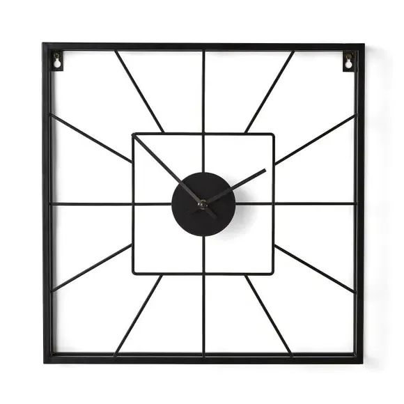 Square Wall Clock Indoor Outdoor - Black
