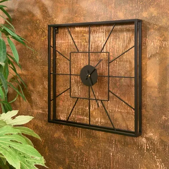 Square Wall Clock Indoor Outdoor - Black image