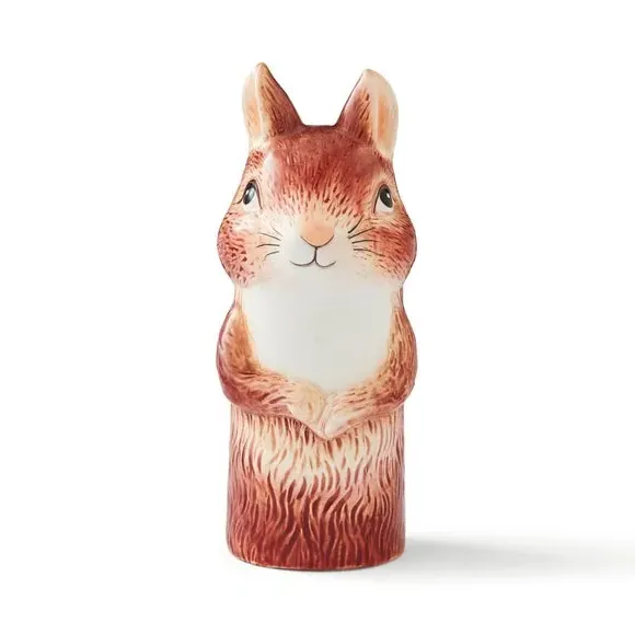 Squirrel Vase Hand Painted - Brown, Ceramic