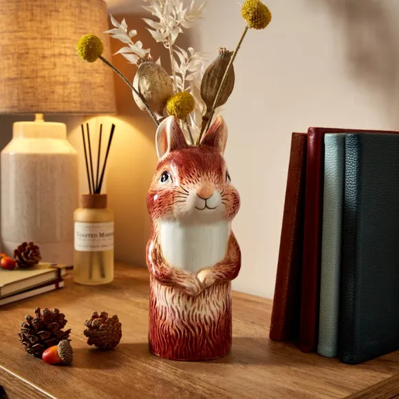 Squirrel Vase Hand Painted - Brown, Ceramic image