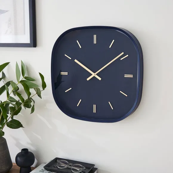 Squoval Wall Clock with Silent Movement - Navy
