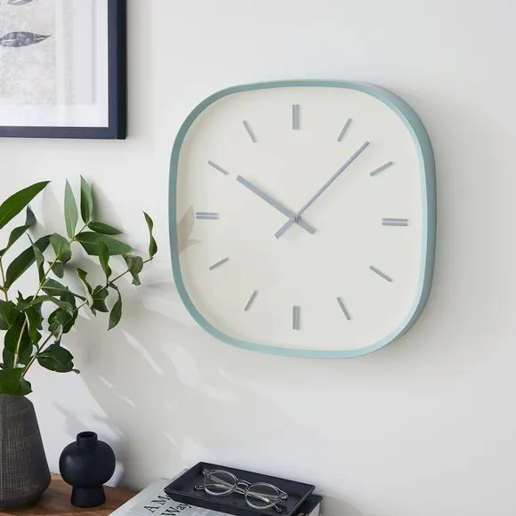 Squoval Wall Clock with Silent Movement - Seafoam