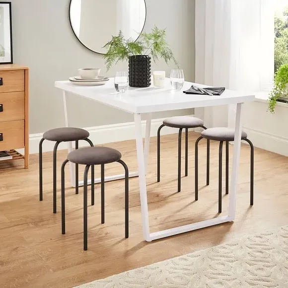 Stacking Stool with Upholstery - Grey, Velvet