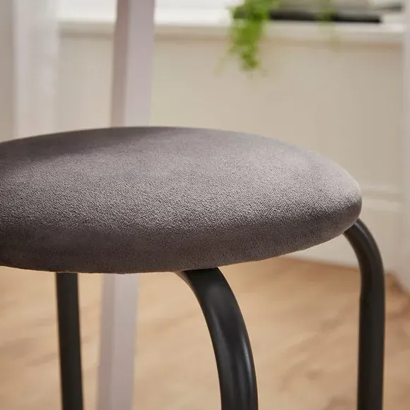 Stacking Stool with Upholstery - Grey, Velvet